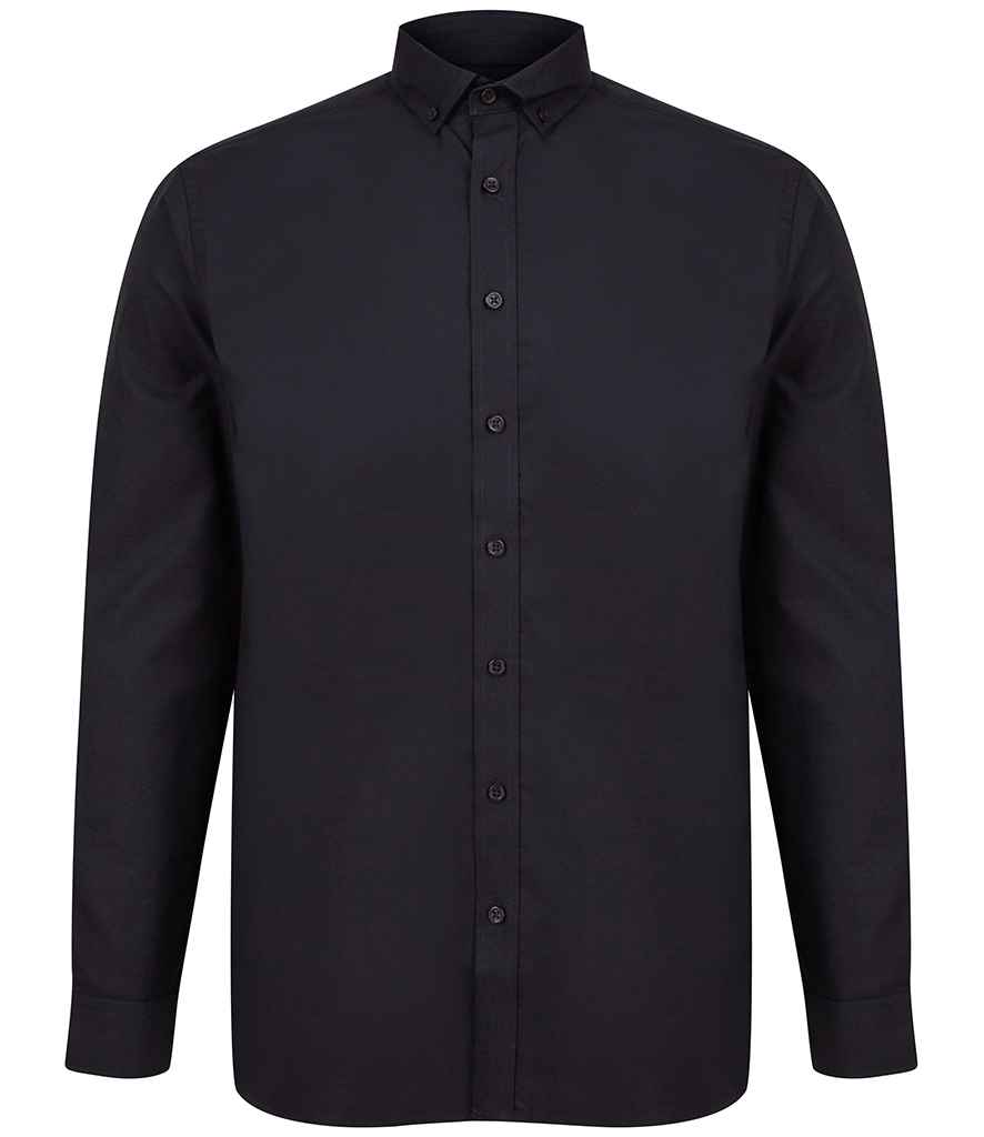 Henbury - Modern Long Sleeve Classic Fit Oxford Shirt - H512C BLK S
