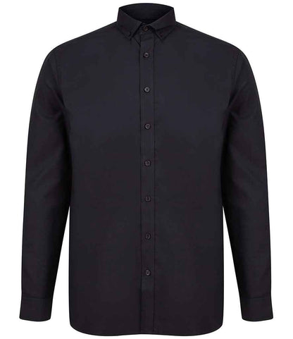 Henbury - Modern Long Sleeve Classic Fit Oxford Shirt - H512C BLK S