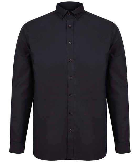 Henbury - Modern Long Sleeve Classic Fit Oxford Shirt - H512C BLK S