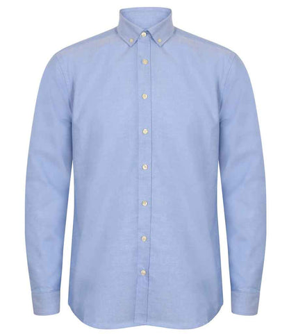 Henbury - Modern Long Sleeve Classic Fit Oxford Shirt - H512C BLU S