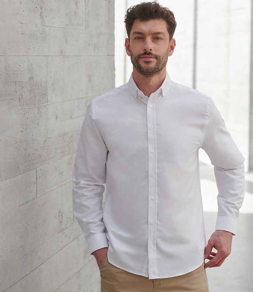 Henbury - Modern Long Sleeve Classic Fit Oxford Shirt - H512C WHI S