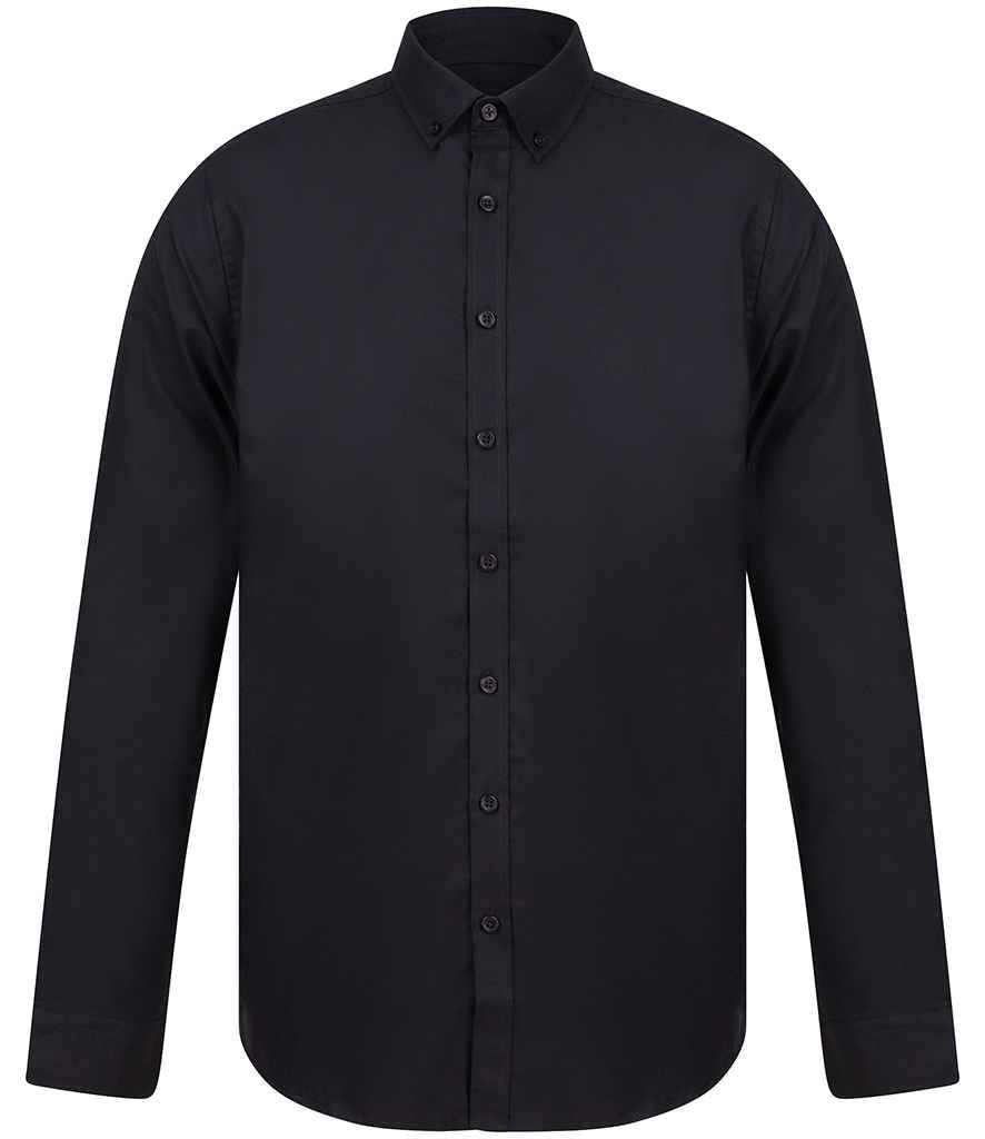 Henbury - Modern Long Sleeve Slim Fit Oxford Shirt - H512S BLK S