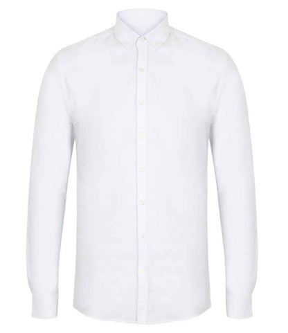 Henbury - Modern Long Sleeve Slim Fit Oxford Shirt - H512S WHI S