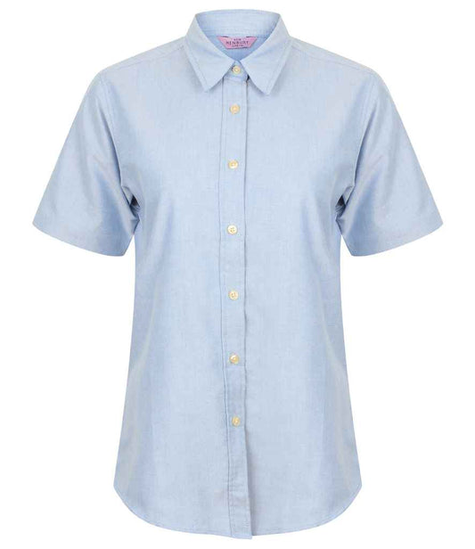 Henbury - Ladies Short Sleeve Classic Oxford Shirt - H516 BLU XS
