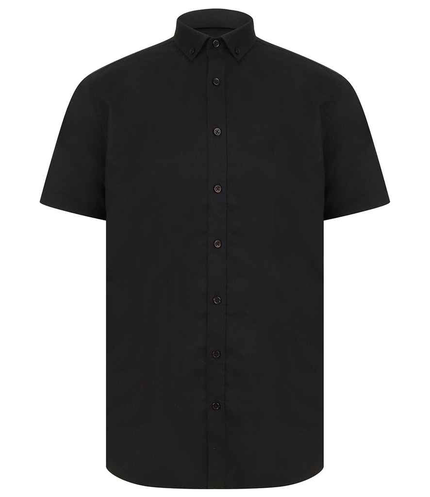 Henbury - Modern Short Sleeve Regular Fit Oxford Shirt - H517R BLK XS/R