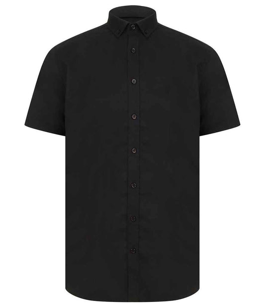 Henbury - Modern Short Sleeve Regular Fit Oxford Shirt - H517R BLK XS/R