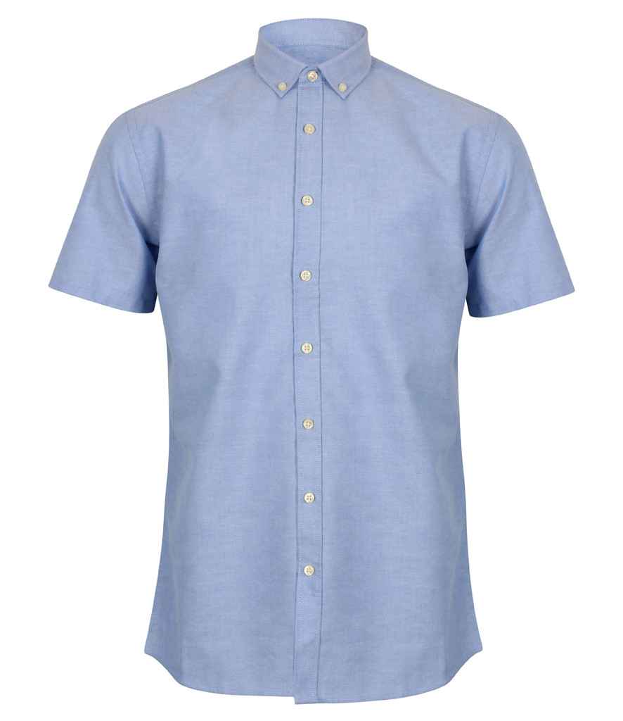 Henbury - Modern Short Sleeve Regular Fit Oxford Shirt - H517R BLU XS/R