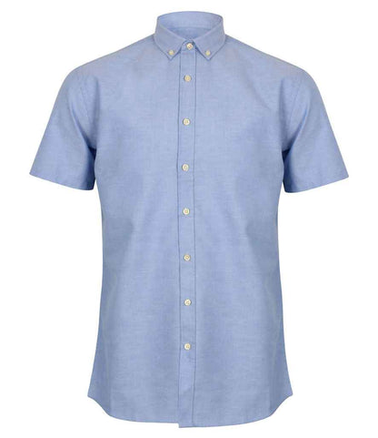 Henbury - Modern Short Sleeve Regular Fit Oxford Shirt - H517R BLU XS/R