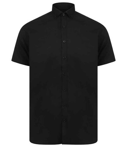 Henbury - Modern Short Sleeve Slim Fit Oxford Shirt - H517S BLK S