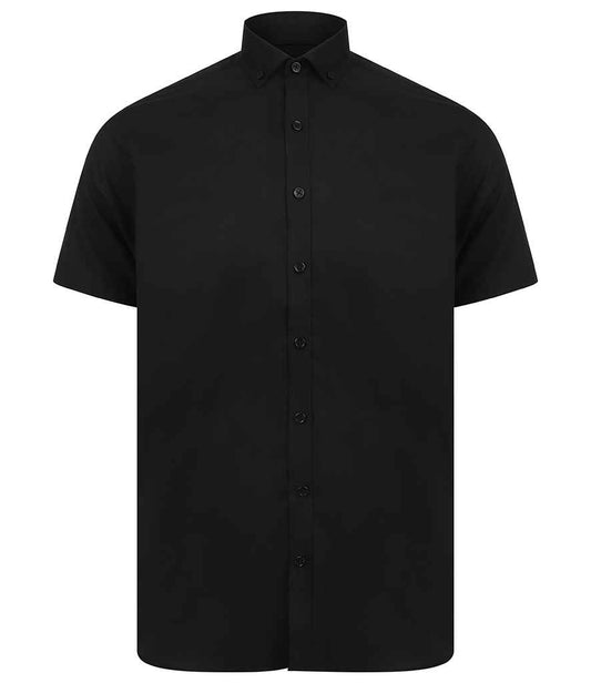 Henbury - Modern Short Sleeve Slim Fit Oxford Shirt - H517S BLK S