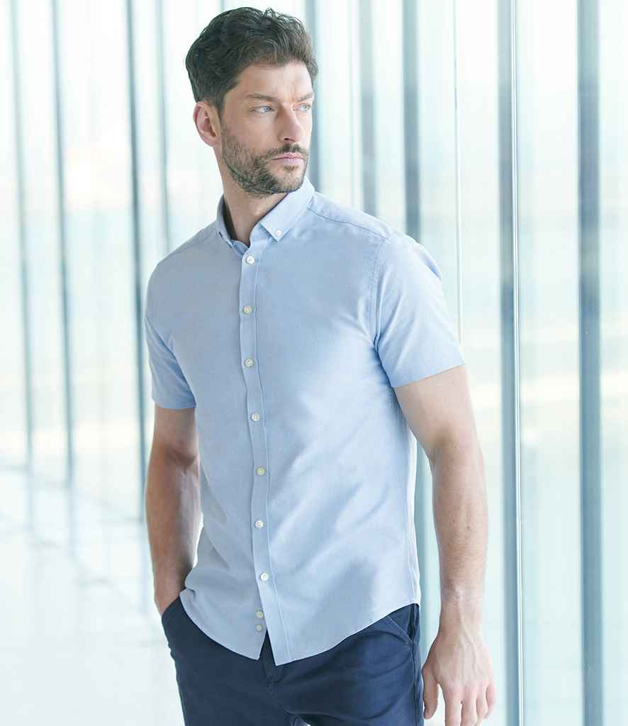 Henbury - Modern Short Sleeve Slim Fit Oxford Shirt - H517S BLU S