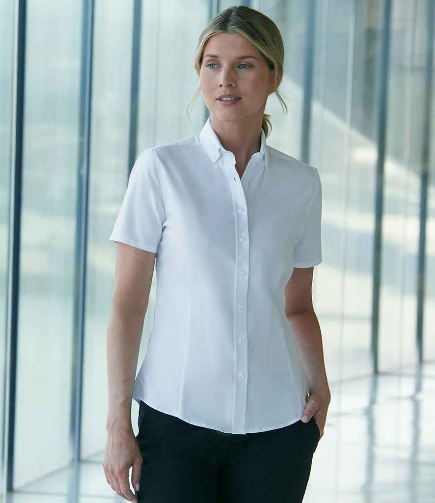 Henbury - Ladies Modern Short Sleeve Regular Fit Oxford Shirt - H518R WHI XS/R