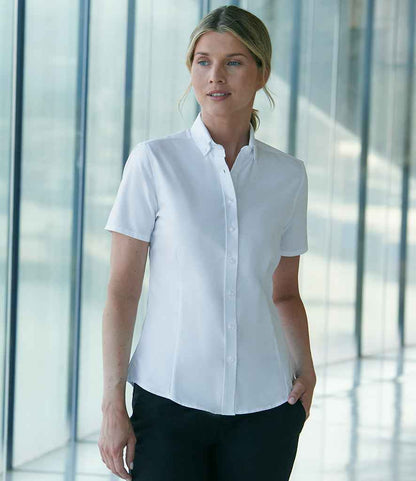 Henbury - Ladies Modern Short Sleeve Regular Fit Oxford Shirt - H518R WHI XS/R