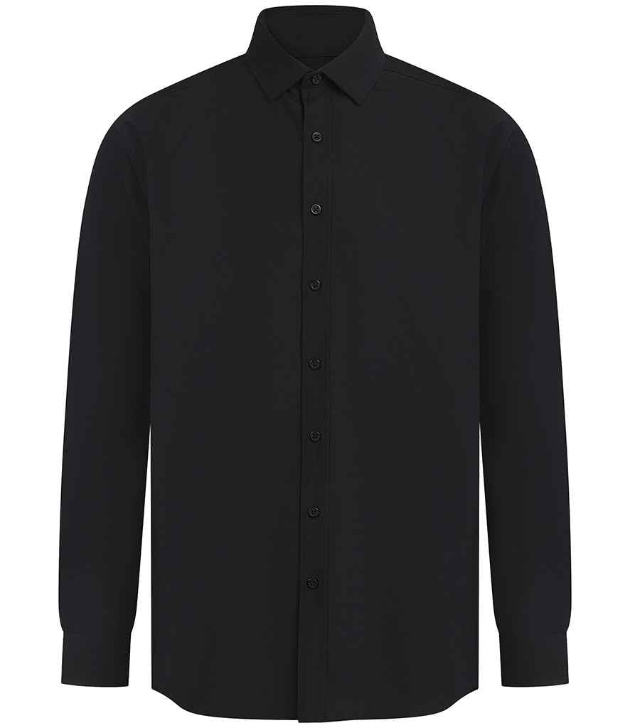 Henbury - Long Sleeved Cotton Feel Coolplus® Shirt - H582 BLK XS