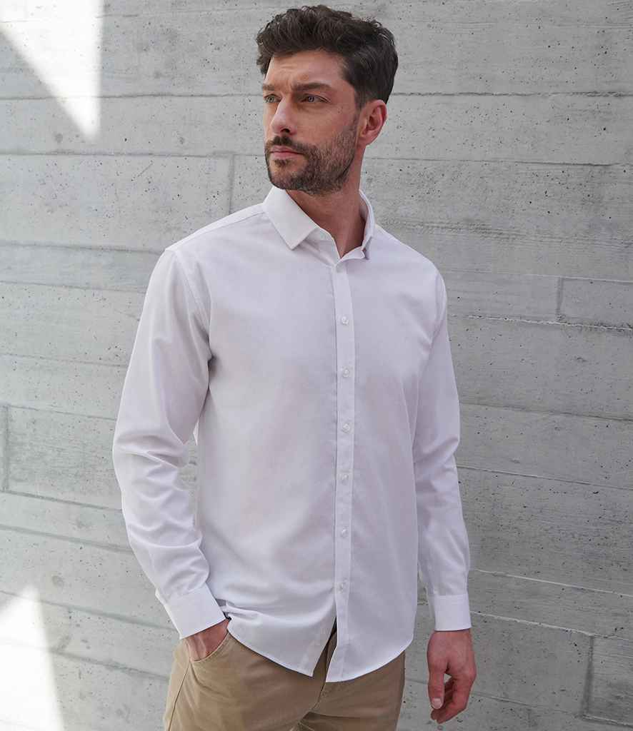 Henbury - Long Sleeved Cotton Feel Coolplus® Shirt - H582 WHI XS