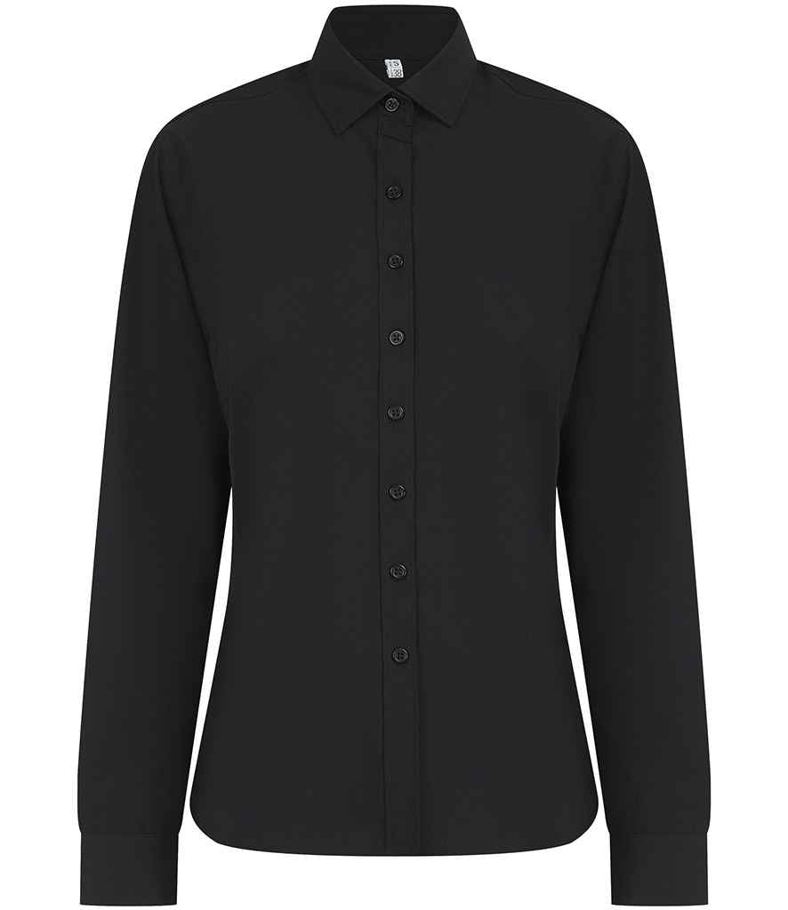 Henbury - Ladies Long Sleeved Cotton Feel Coolplus® Shirt - H583 BLK XS