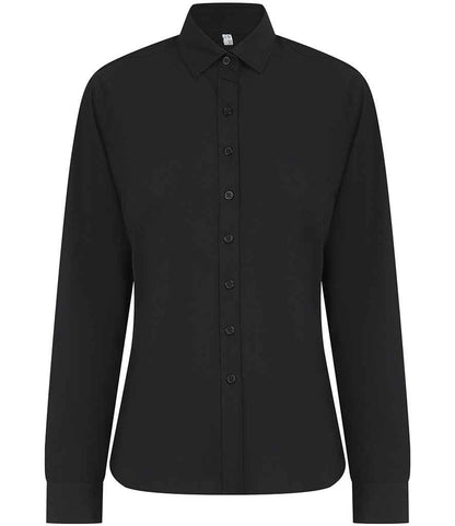 Henbury - Ladies Long Sleeved Cotton Feel Coolplus® Shirt - H583 BLK XS
