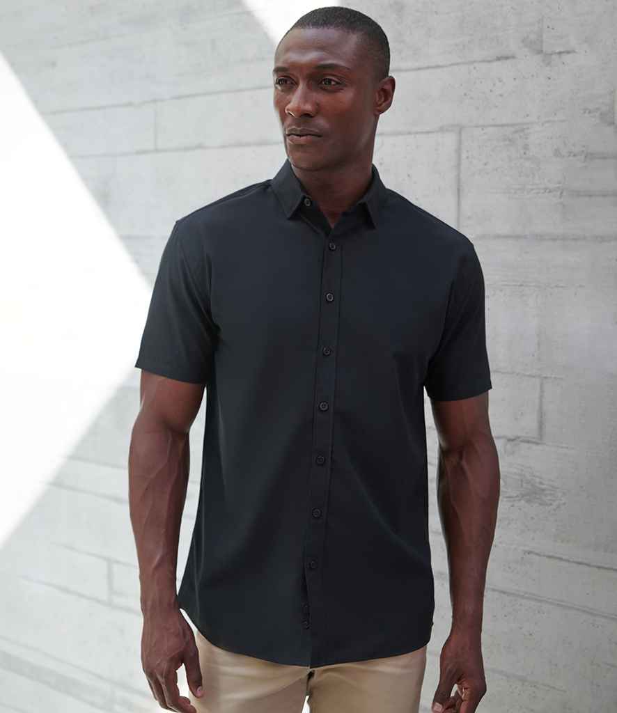 Henbury - Short Sleeved Cotton Feel Coolplus® Shirt - H588 BLK XS