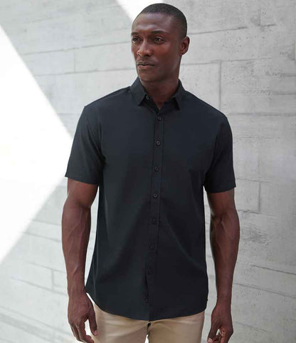 Henbury - Short Sleeved Cotton Feel Coolplus® Shirt - H588 BLK XS