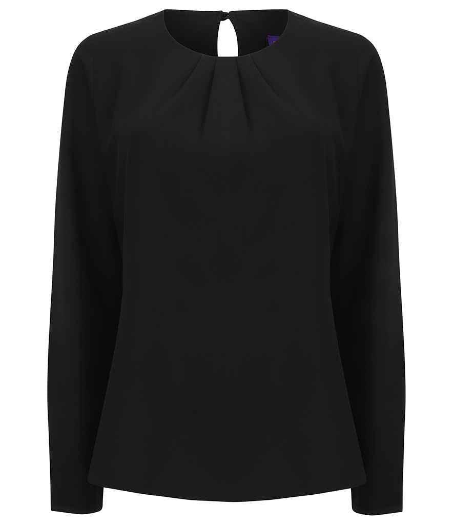 Henbury - Ladies Pleat Front Long Sleeve Blouse