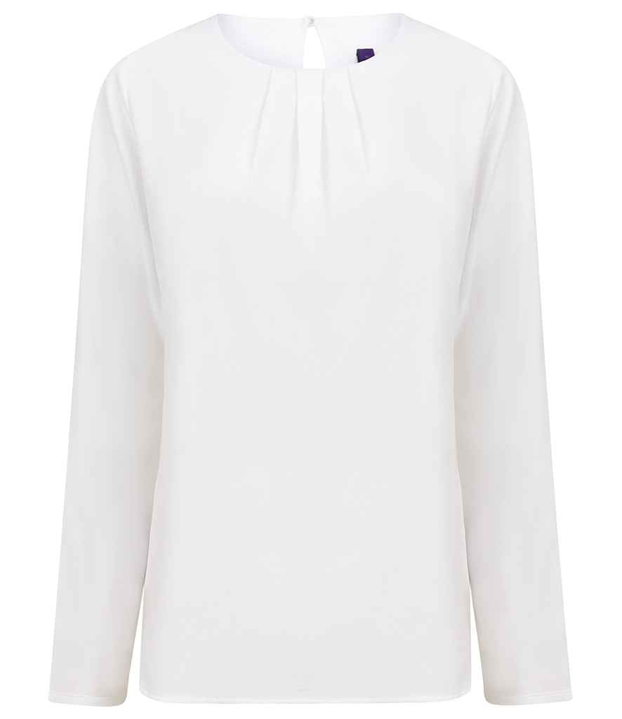 Henbury - Ladies Pleat Front Long Sleeve Blouse