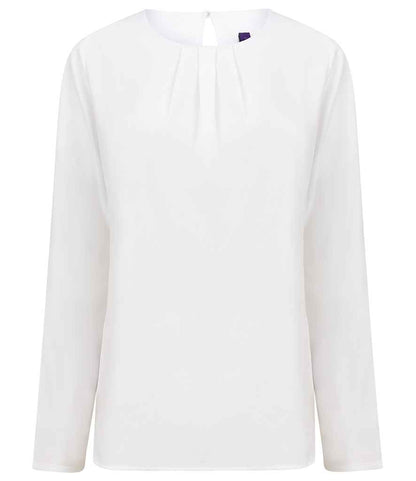 Henbury - Ladies Pleat Front Long Sleeve Blouse