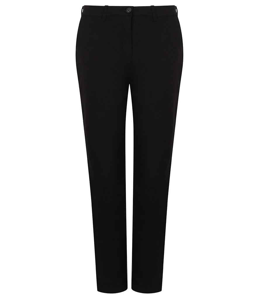Henbury - Ladies Stretch Chino Trousers - H651 BLK 8/R
