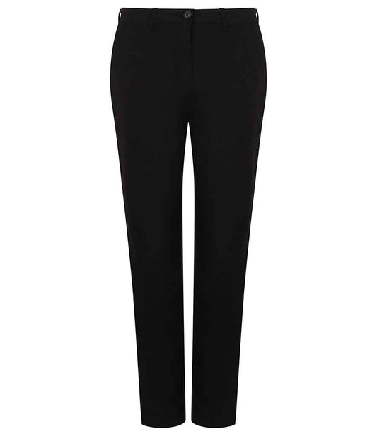 Henbury - Ladies Stretch Chino Trousers - H651 BLK 8/R