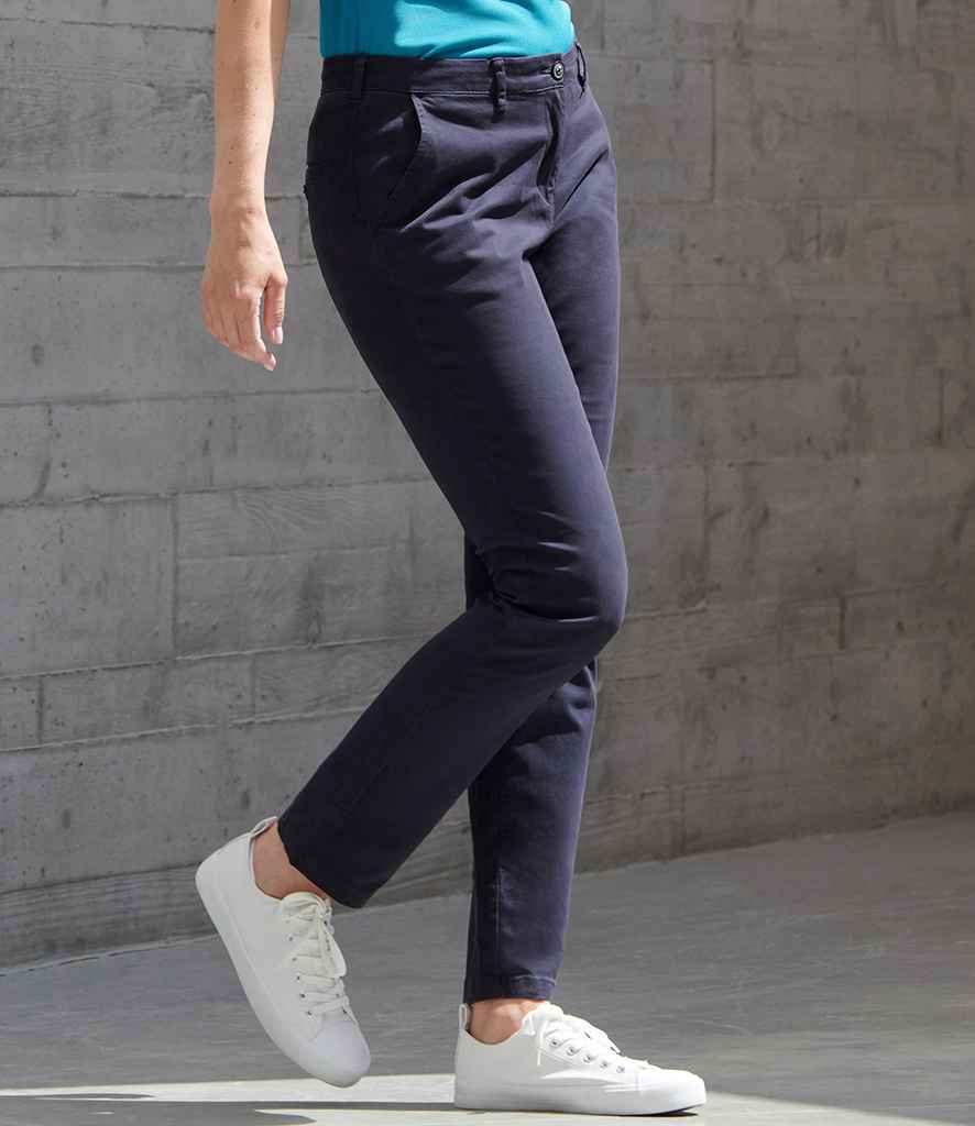 Henbury - Ladies Stretch Chino Trousers - H651 NAV 8/R