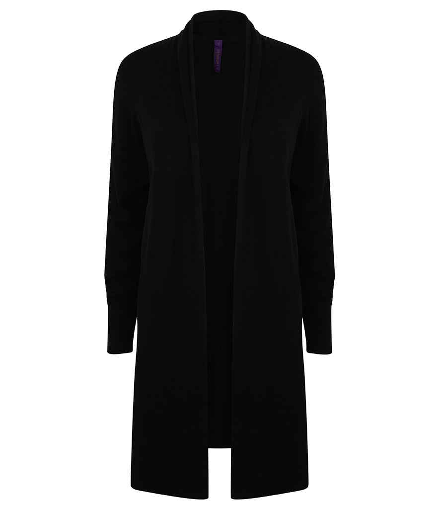 Henbury - Ladies Longline Open Cardigan - H719 BLK XS