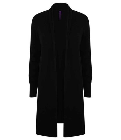 Henbury - Ladies Longline Open Cardigan - H719 BLK XS