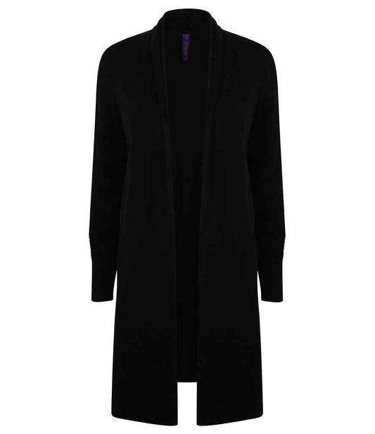 Henbury - Ladies Longline Open Cardigan - H719 BLK XS