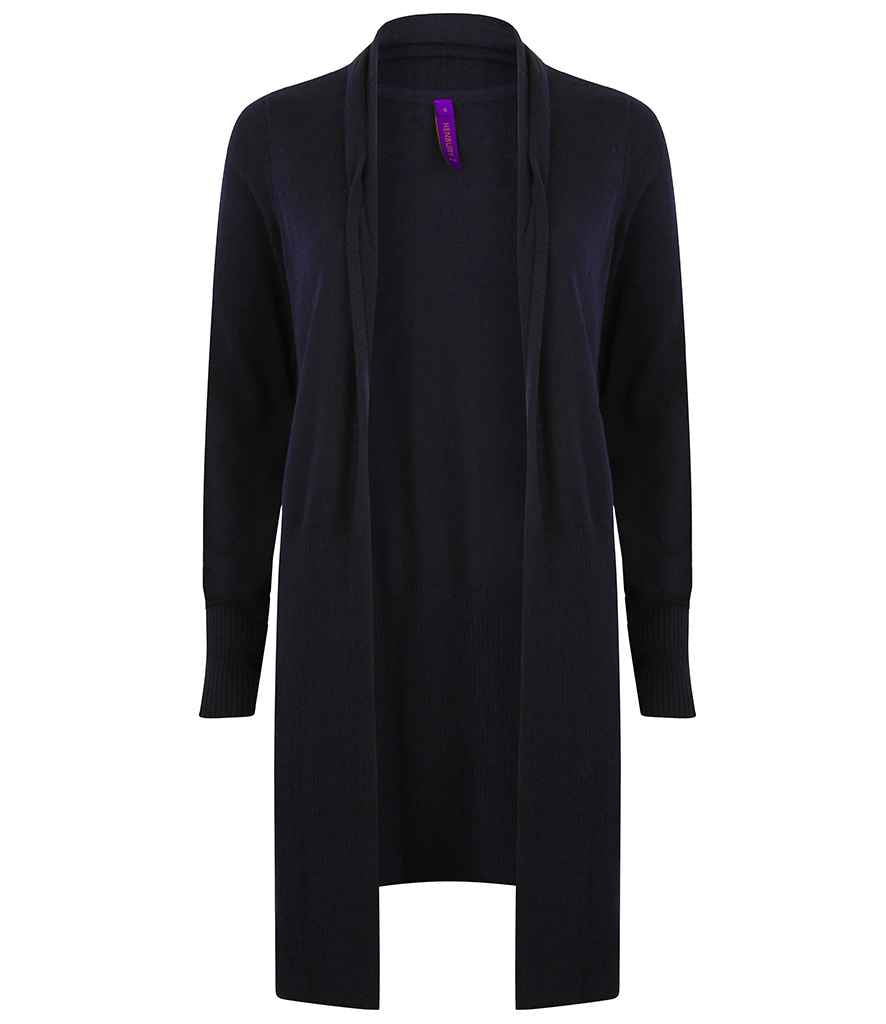 Henbury - Ladies Longline Open Cardigan - H719 BLK XS