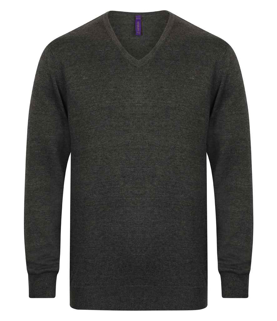Henbury - Lightweight Cotton Acrylic V Neck Sweater - H720 GYM XXS