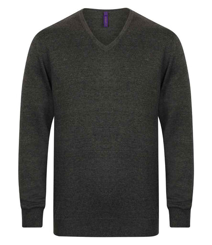 Henbury - Lightweight Cotton Acrylic V Neck Sweater - H720 GYM XXS
