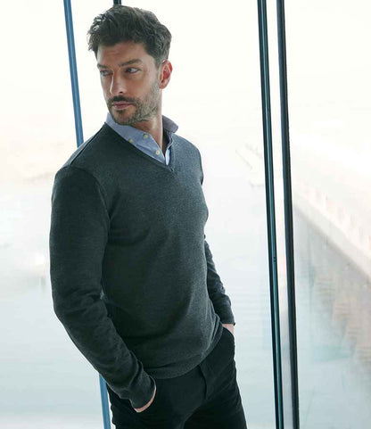 Henbury - Lightweight Cotton Acrylic V Neck Sweater - H720 GYM XXS