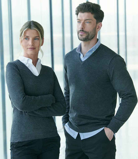 Henbury Ladies Lightweight Cotton Acrylic V Neck Sweater - Pierre Francis