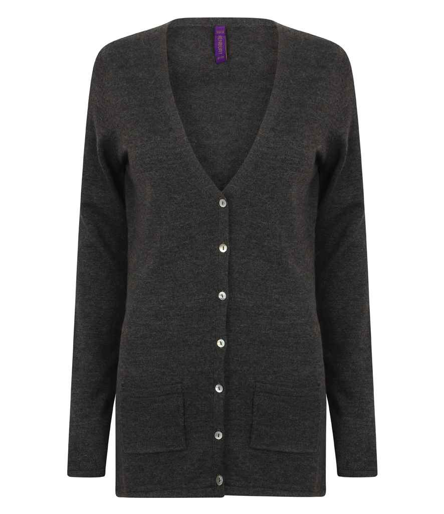 Henbury - Ladies Cotton Acrylic V Neck Cardigan - H723 BLK XXS