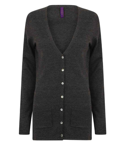Henbury - Ladies Cotton Acrylic V Neck Cardigan - H723 BLK XXS