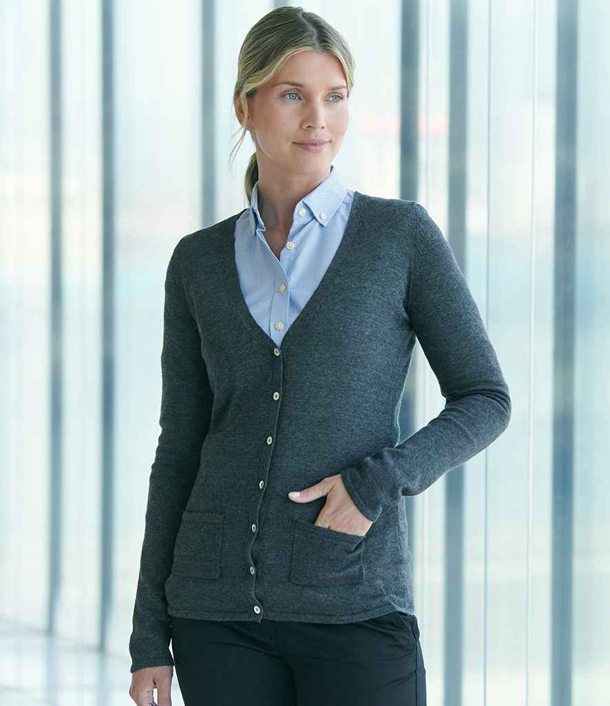 Henbury - Ladies Cotton Acrylic V Neck Cardigan - H723 GYM XXS