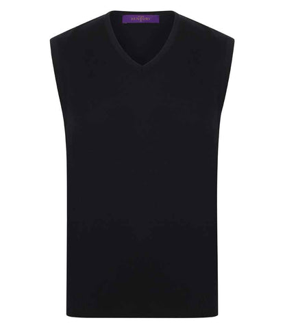 Henbury - Lightweight Sleeveless Cotton Acrylic V Neck Sweater - H724 BLK S