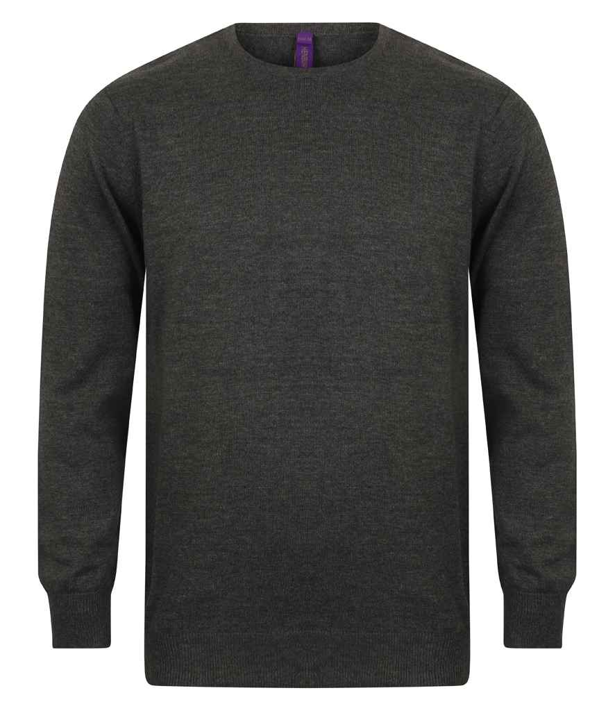 Henbury - Lightweight Cotton Acrylic Crew Neck Sweater - H725 BLK S