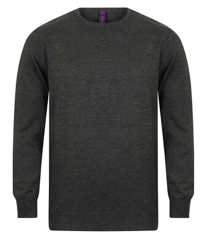Henbury - Lightweight Cotton Acrylic Crew Neck Sweater - H725 BLK S