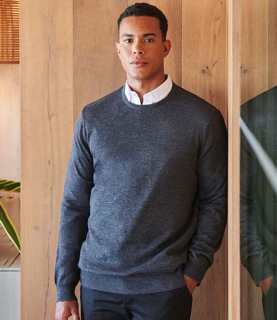 Henbury - Lightweight Cotton Acrylic Crew Neck Sweater - H725 GYM S