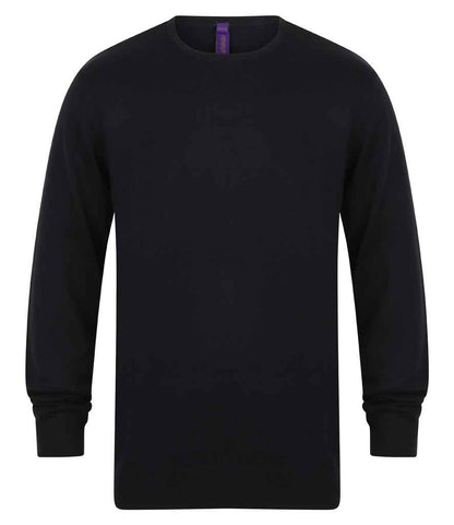 Henbury - Lightweight Cotton Acrylic Crew Neck Sweater - H725 NAV S
