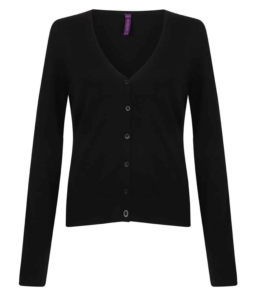 Henbury - Ladies Lightweight V Neck Cardigan - H726 BLK XXS