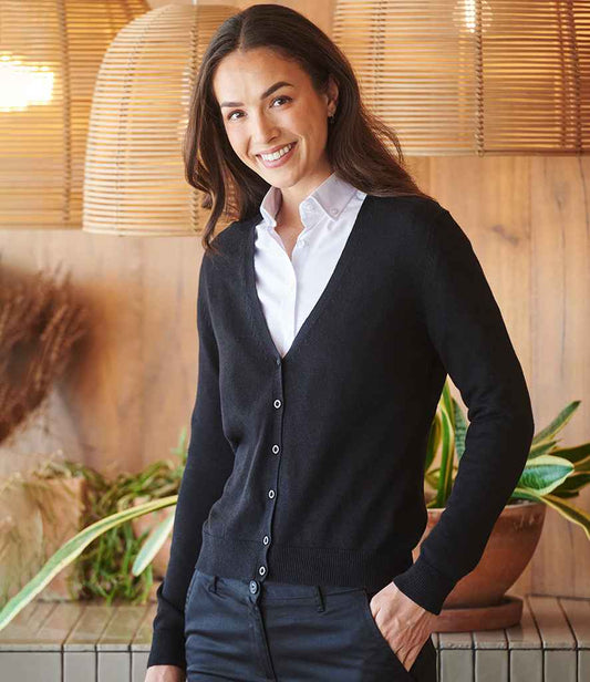 Henbury - Ladies Lightweight V Neck Cardigan - H726 BLK XXS