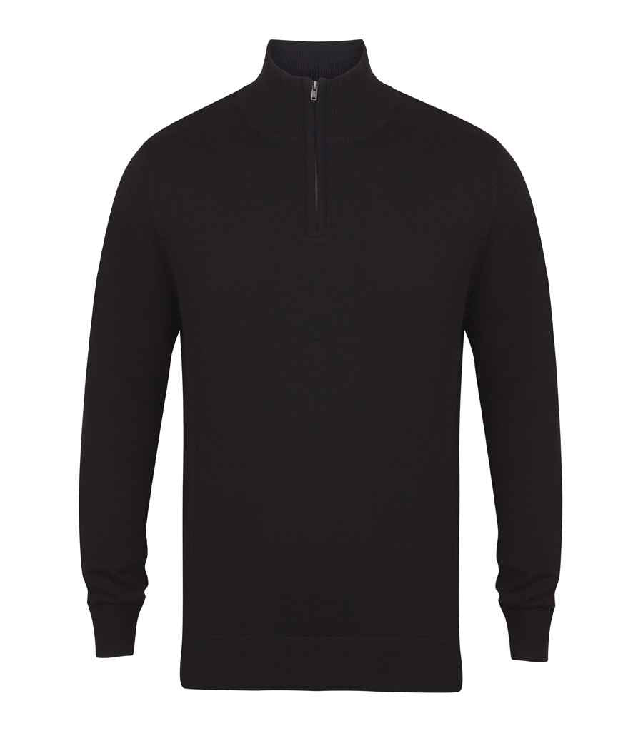 Henbury - Zip Neck Sweater - H729 BLK XS