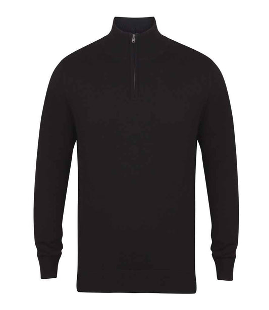 Henbury - Zip Neck Sweater - H729 BLK XS