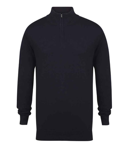 Henbury - Zip Neck Sweater - H729 BLK XS